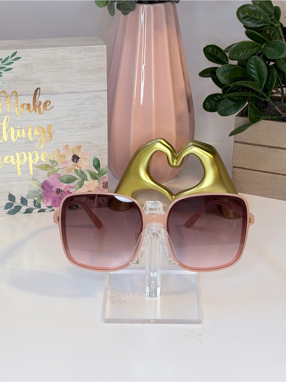 Oversized Square Pink Gradient Sunglasses